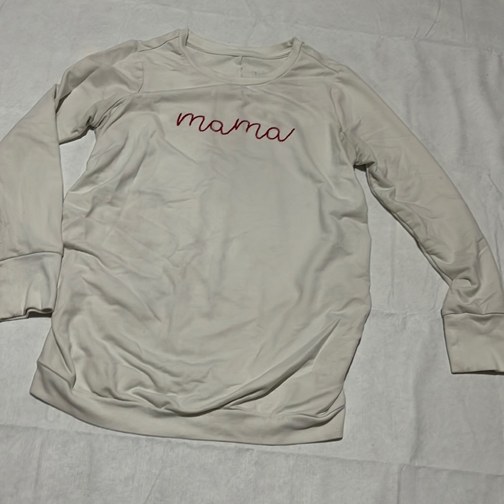 Isabel Maternity White Long Sleeve Mama Maternity tshirt